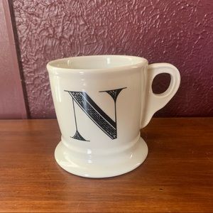 Anthropologie white monogram N coffee tea cup